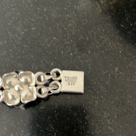 Heavy Taxco Sterling rose link bracelet - Picture 4 of 5